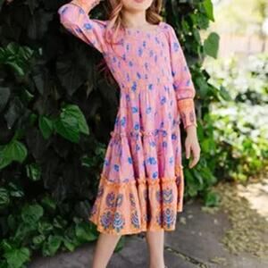 IVY CITY CO Demi Dress Grapefruit Plus Size 2X Pink Boho Eclectic Long Sleeve